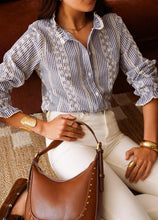 Load image into Gallery viewer, InApril 1986 embroidered pinstripe shirt
