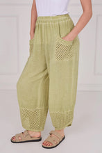 Load image into Gallery viewer, Sugarbabe stonewashed linen crochet pocket trouser

