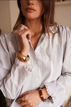 Load image into Gallery viewer, InApril 1986 cotton pinstripe embroidered shirt
