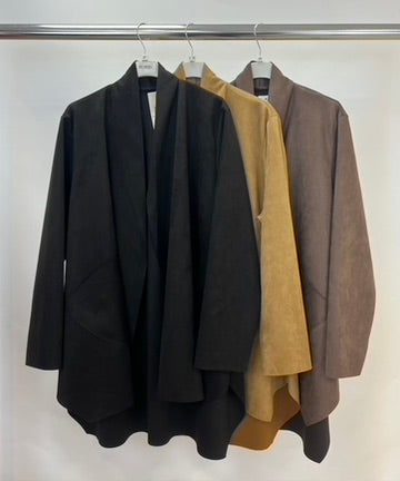 Suedette open coat