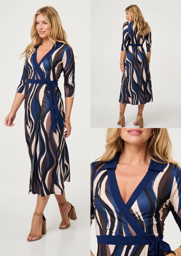 Stella Morgan navy printed dress