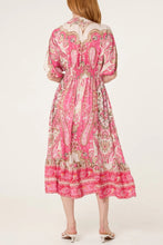 Load image into Gallery viewer, Paisley shirred v-neck dress

