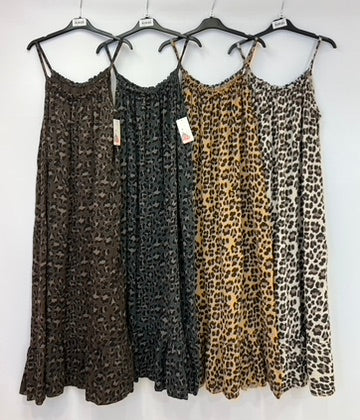 Leopard cheesecloth strap dress