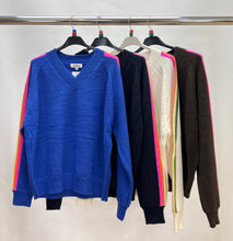 Load image into Gallery viewer, Luzabelle stripe v-neck jumper
