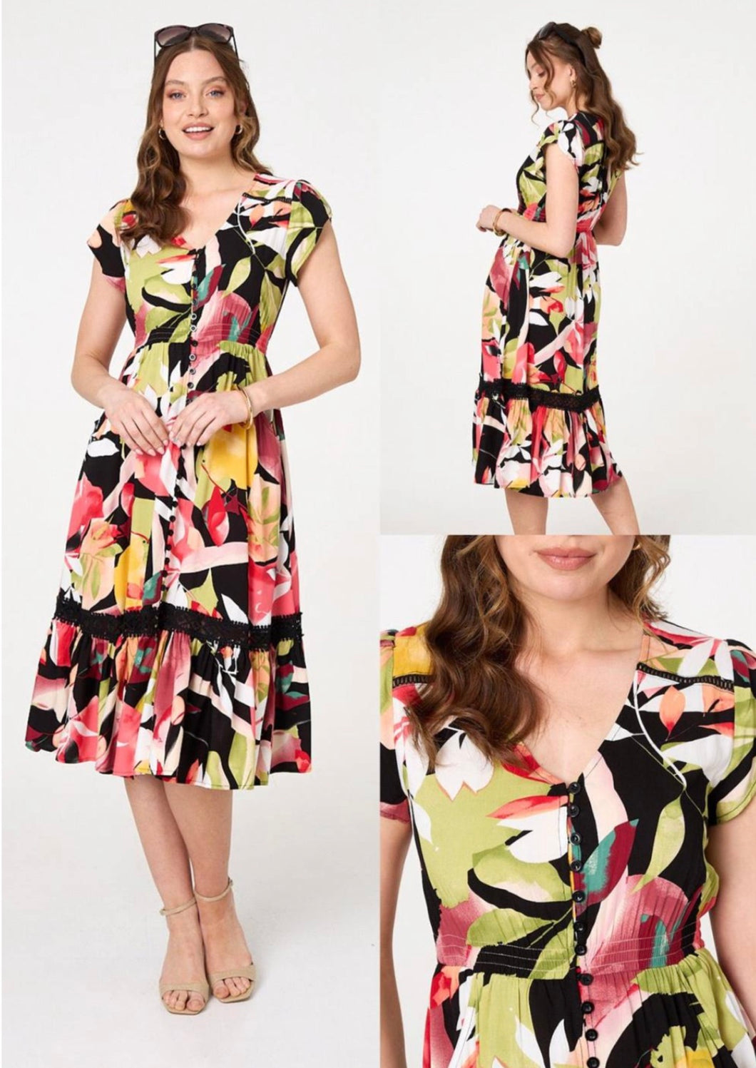 Stella Morgan black floral midi dress