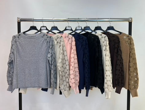 Crochet sleeve jumper