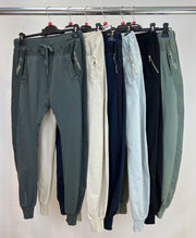Plain cotton zip jogger