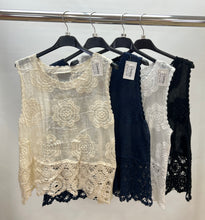 Load image into Gallery viewer, Cotton floral embroidered crochet shirt
