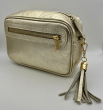 Load image into Gallery viewer, Leather 2 zip camera crossbody bag

