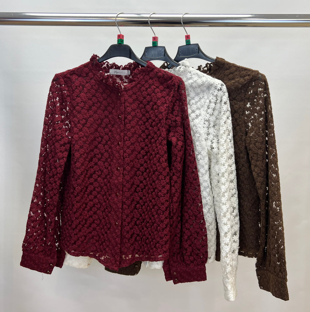 Flower embroidered shirt