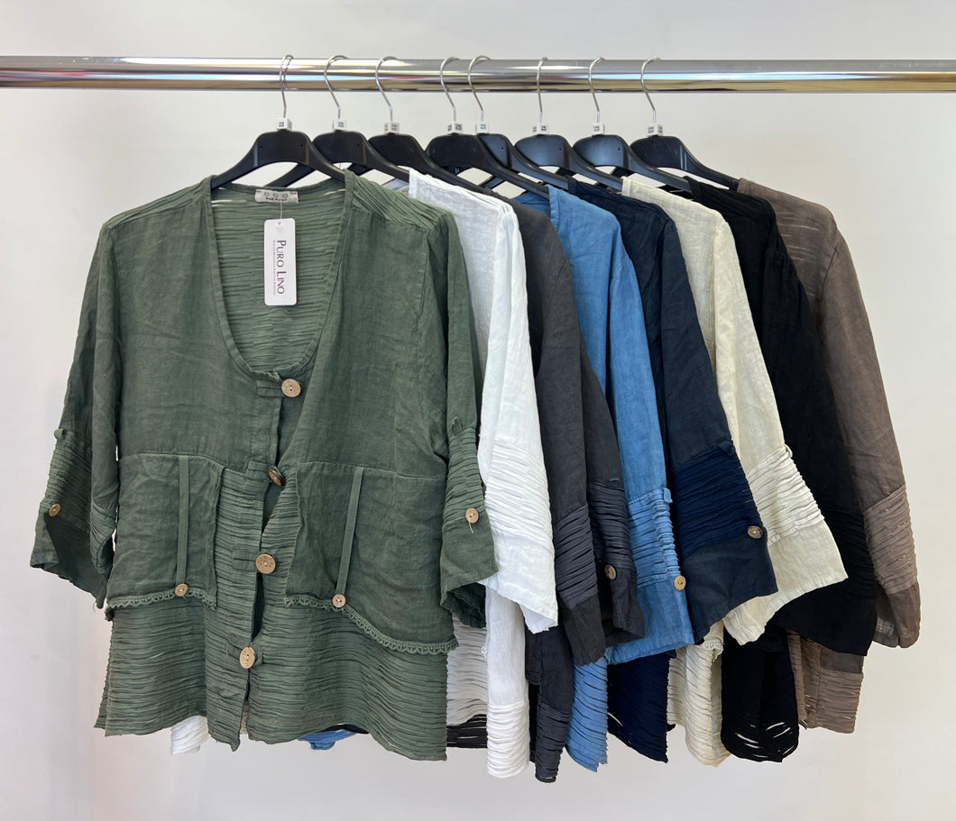 Linen button cardigan