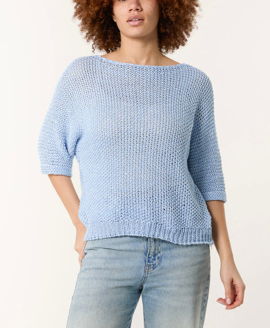 Sequin mesh knit jumper