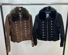 Load image into Gallery viewer, Suedette military collar jacket

