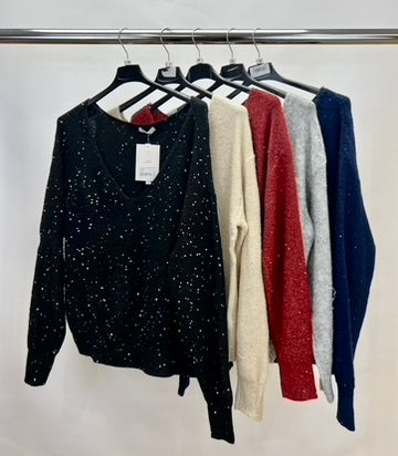 Sequin detail v-neck jumper