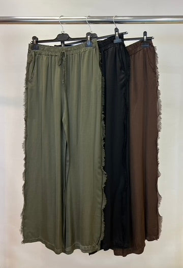 Silk blend frayed trouser