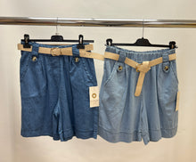 Load image into Gallery viewer, Denim belt button shorts
