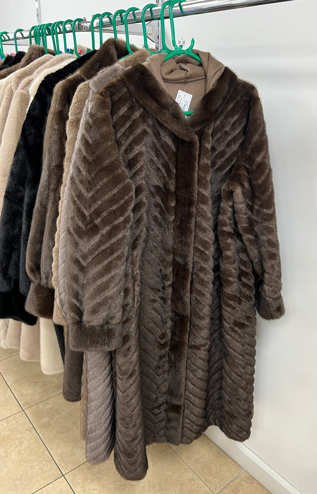Chevron teddy coat with hood