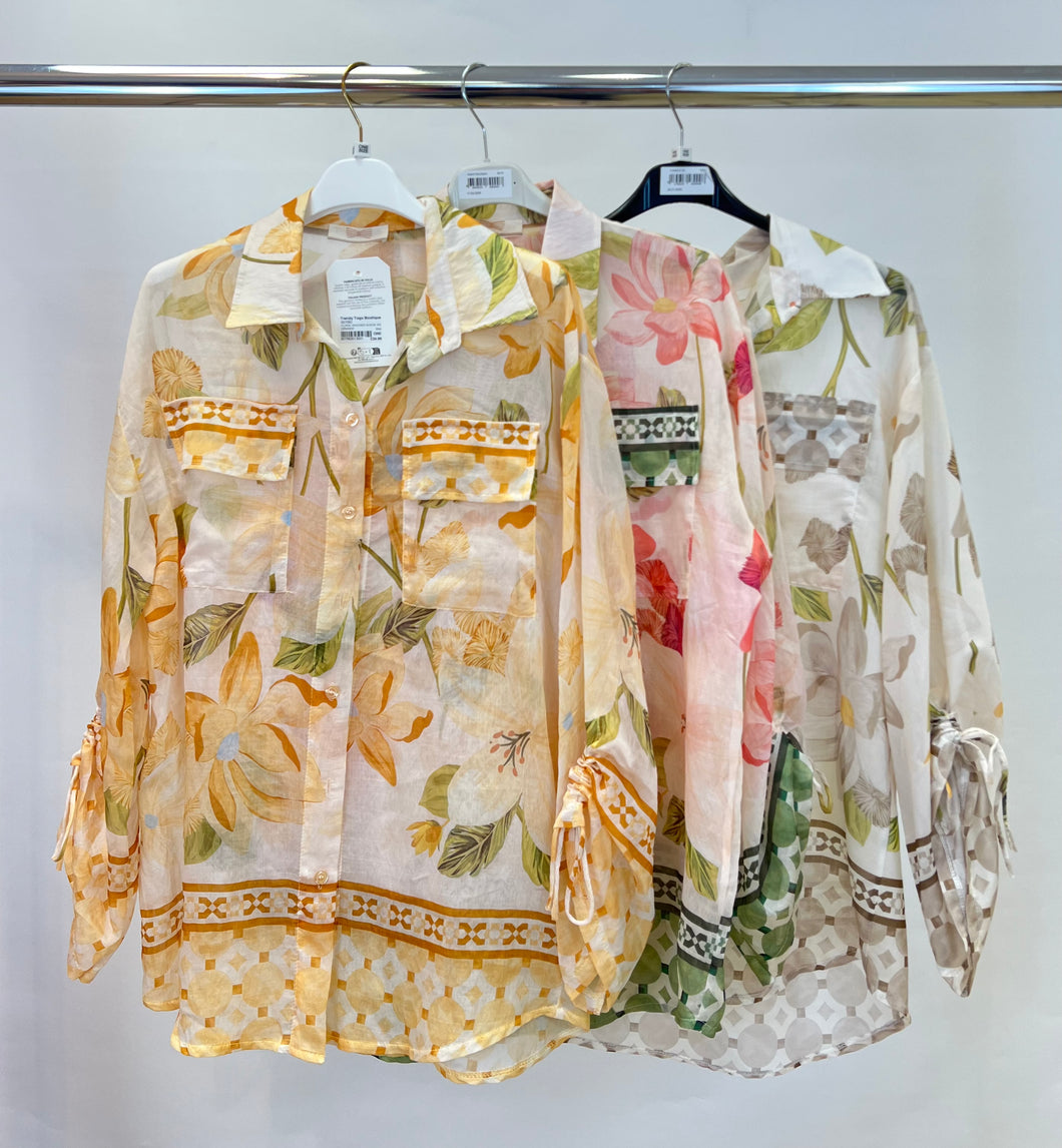 Floral rouched sleeve skirt