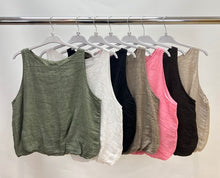 Load image into Gallery viewer, Linen sleeveless bubble top
