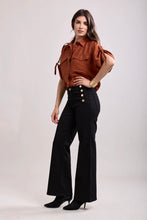 Load image into Gallery viewer, Toxik3 button wide leg jeans (black)
