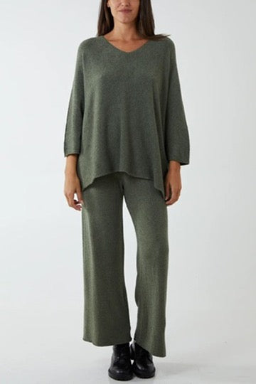 Soft knit v-neck loungewear