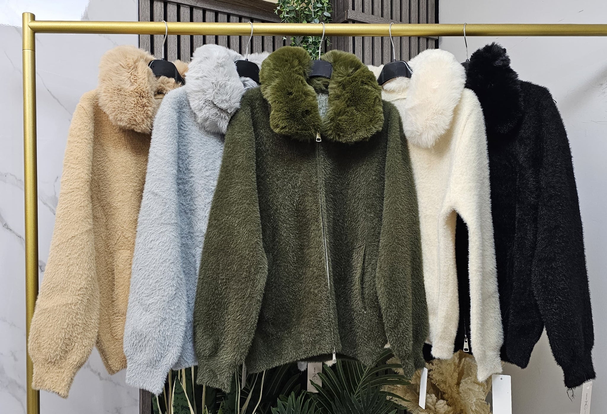 Faux fur collar jacket – Trendy Togs Boutique Store