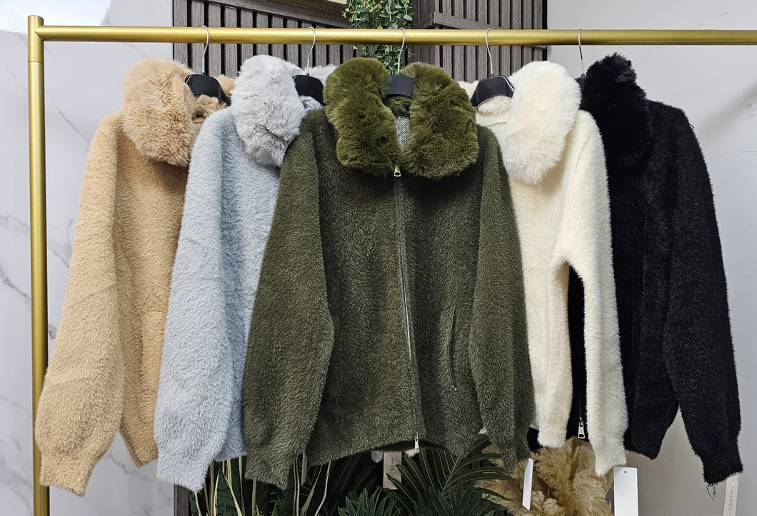 Faux fur collar jacket