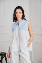 Load image into Gallery viewer, Denim broderie anglaise waistcoat
