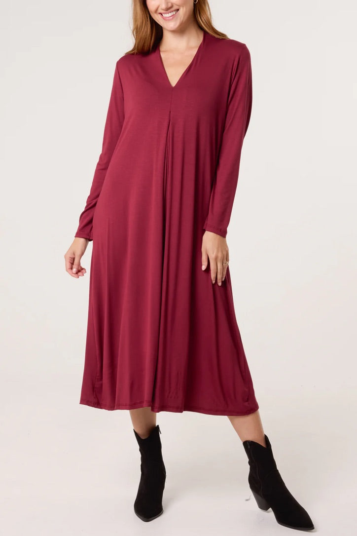 Jersey v-neck dress