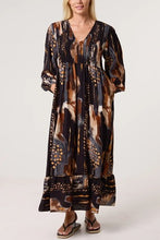 Load image into Gallery viewer, Watercolour print v-neck dress
