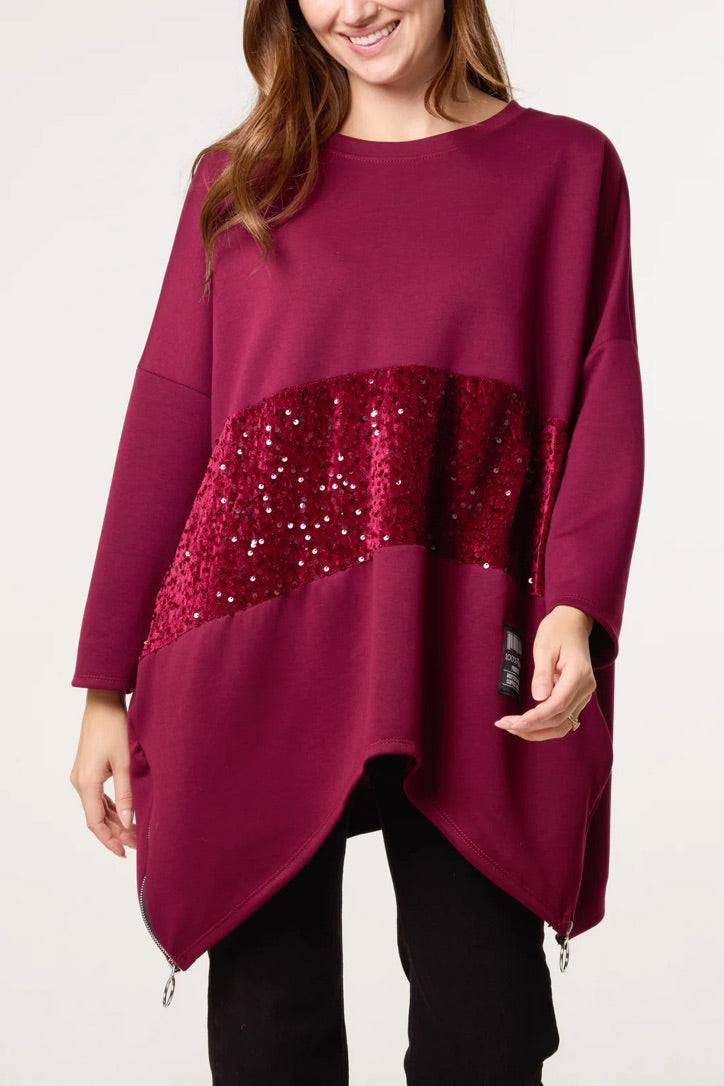 Sequin panel sweatshirt