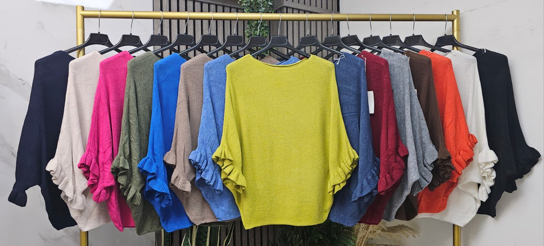 Frill sleeve jumper