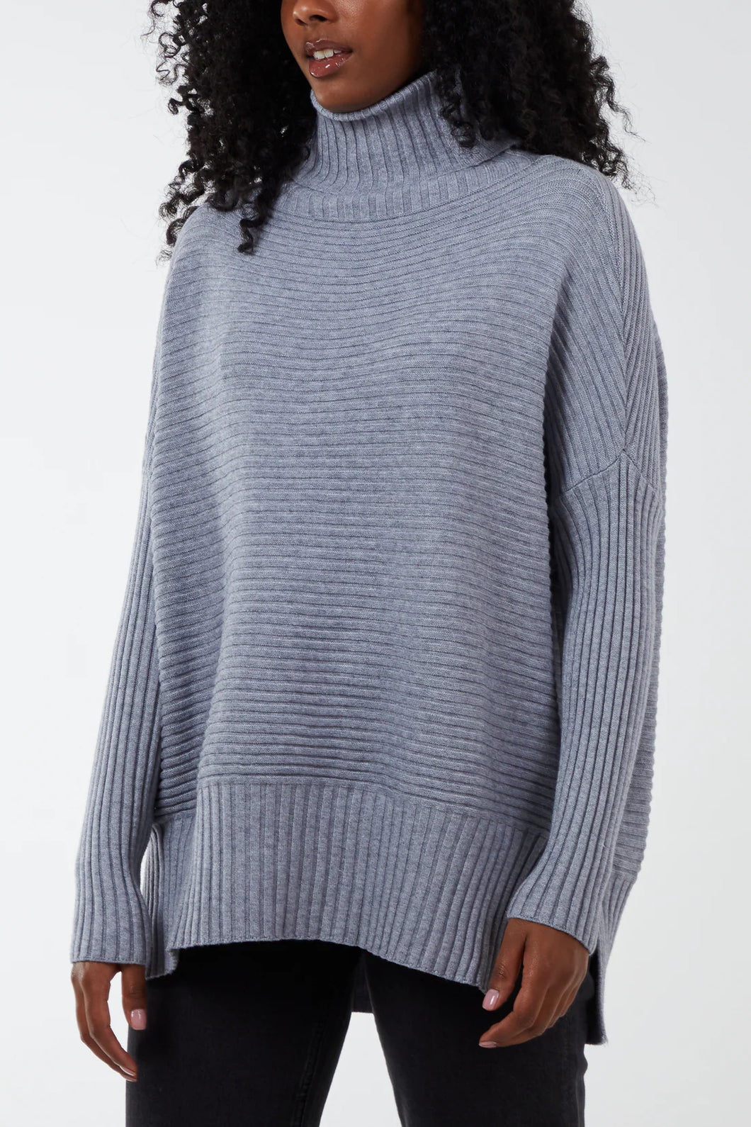 Roll neck ribbed jumper