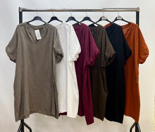 Load image into Gallery viewer, Cheesecloth cotton puff sleeve dress
