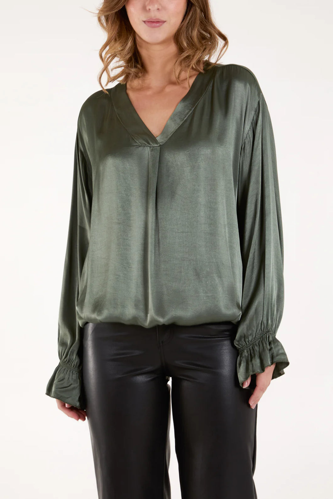 Satin v-neck top