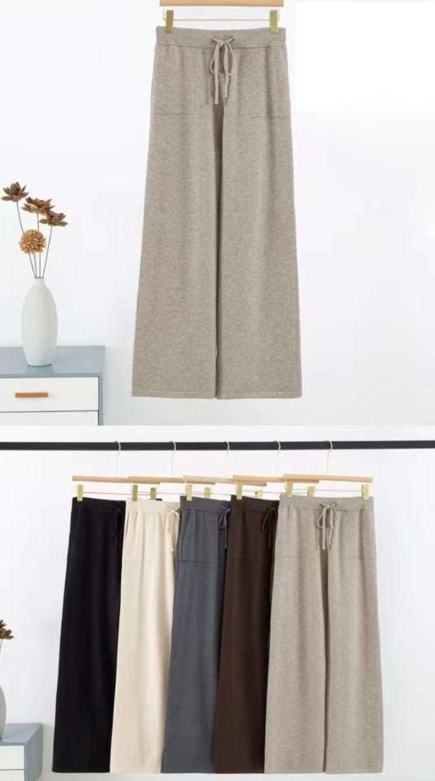 Soft knit wide leg trouser