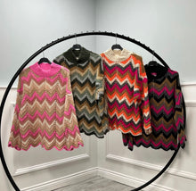 Load image into Gallery viewer, Multicolour zig zag knitted jumper
