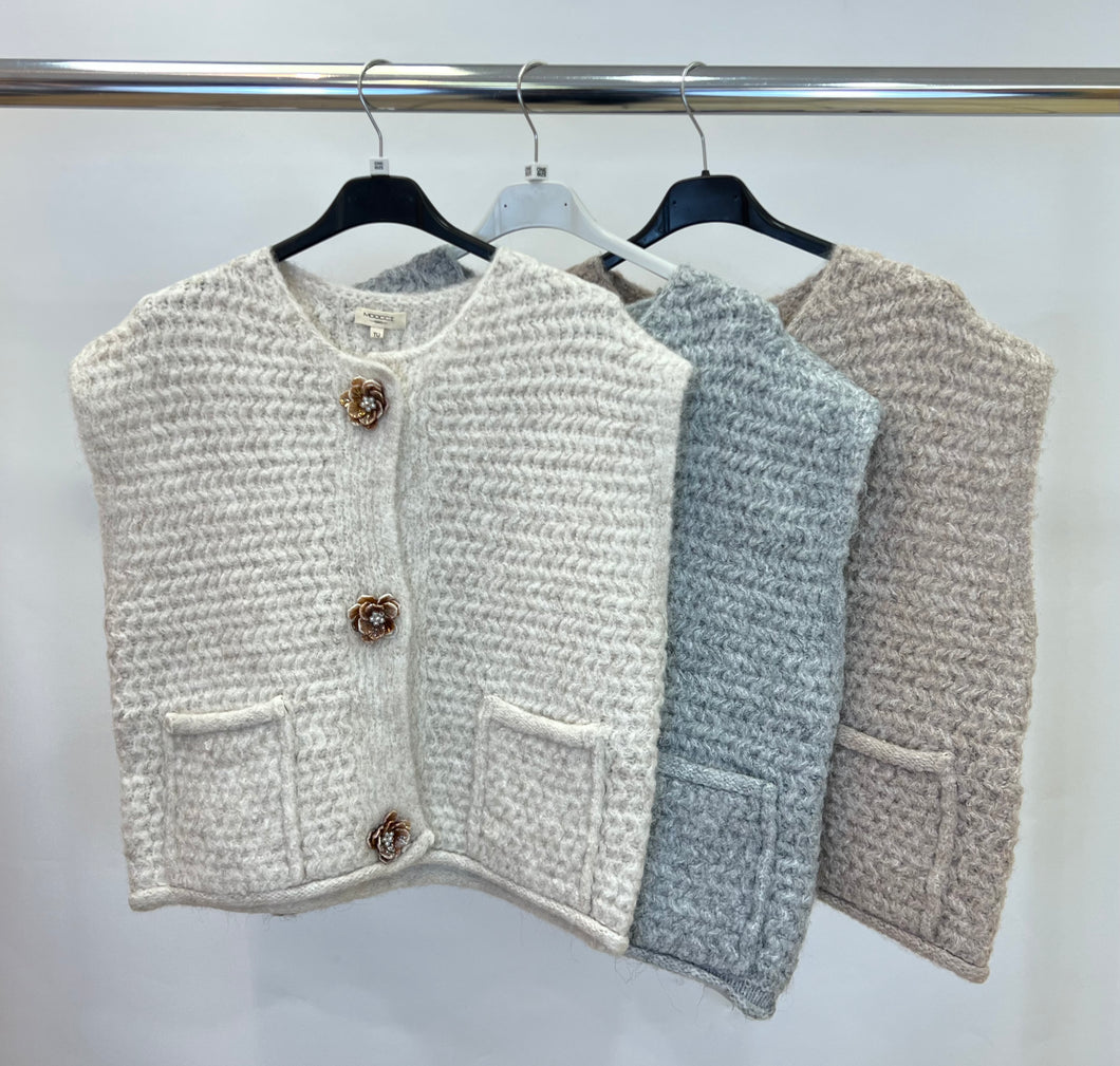 Moocci flower button waiscoat