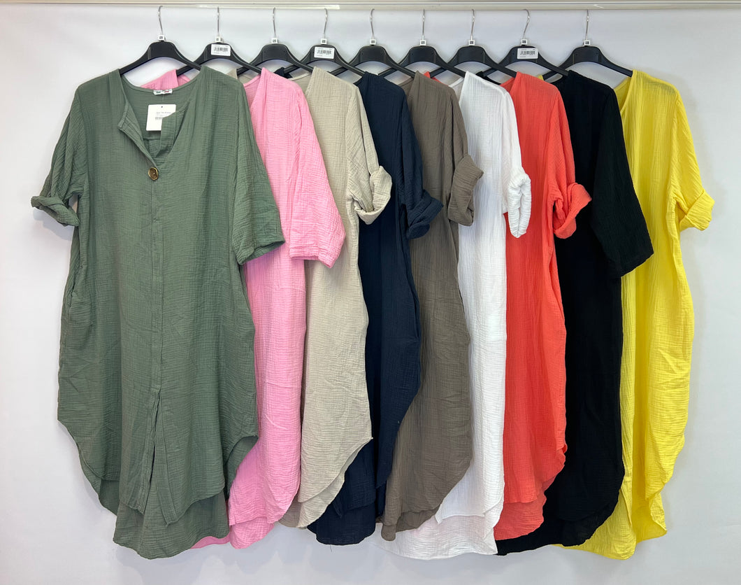 Plain cheesecloth cotton dress