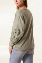 Load image into Gallery viewer, Bow sleeve cotton sweatshirt
