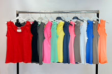 Load image into Gallery viewer, Frill hem ribbed cotton vest
