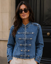 Load image into Gallery viewer, Denim military jacket
