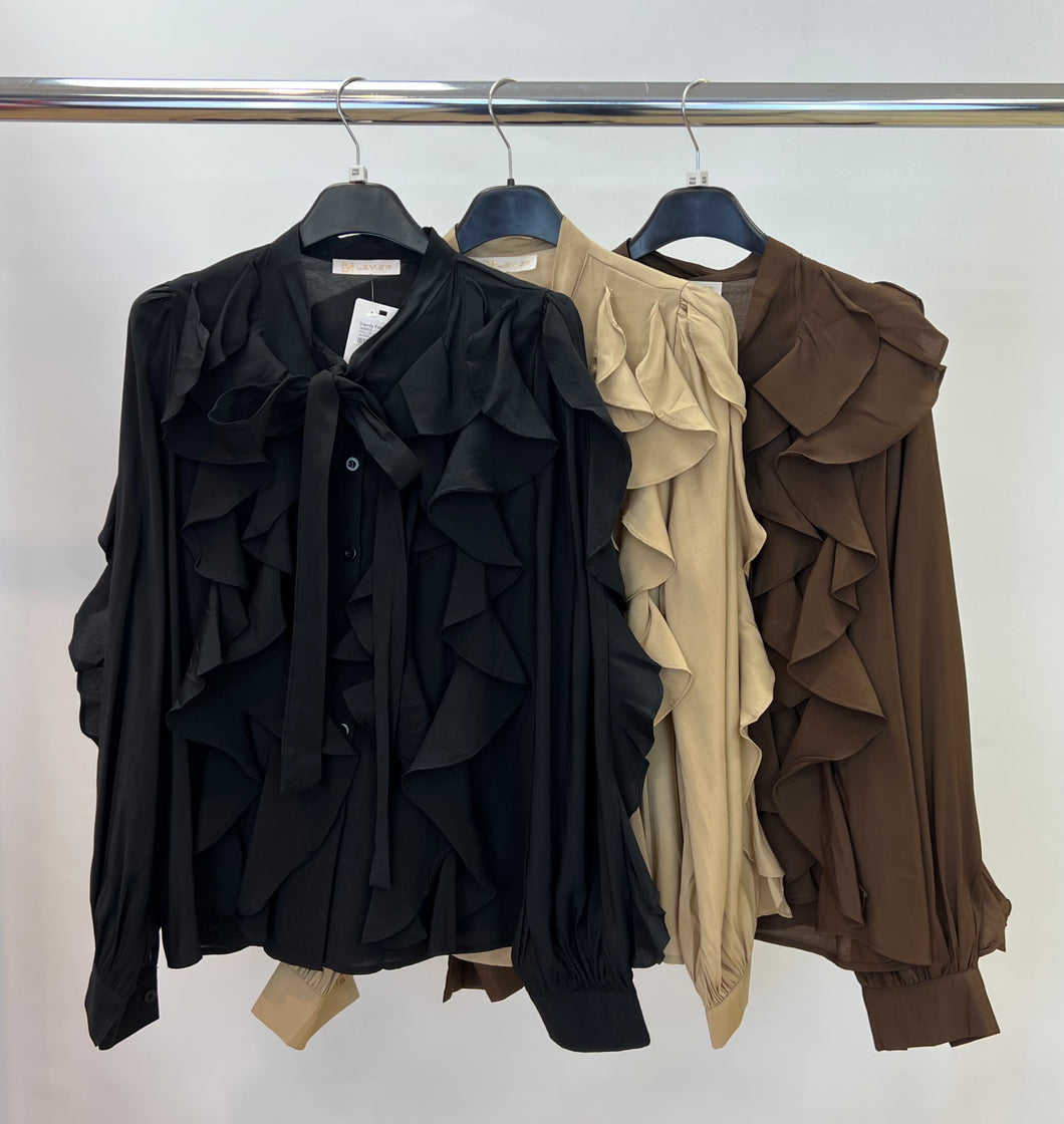 Frill tie up shirt