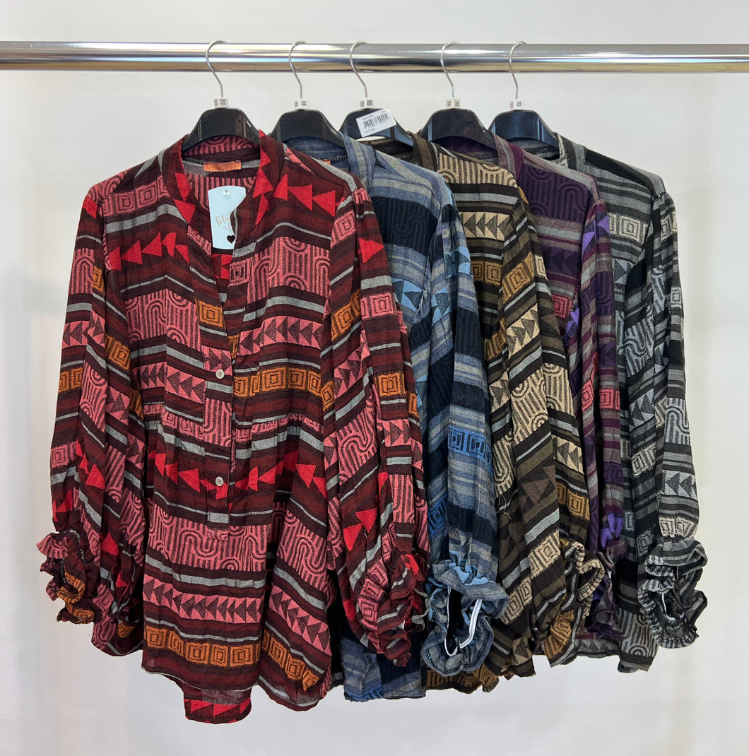 Aztec print cotton top