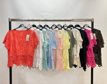 Load image into Gallery viewer, Crochet embroidered cotton top

