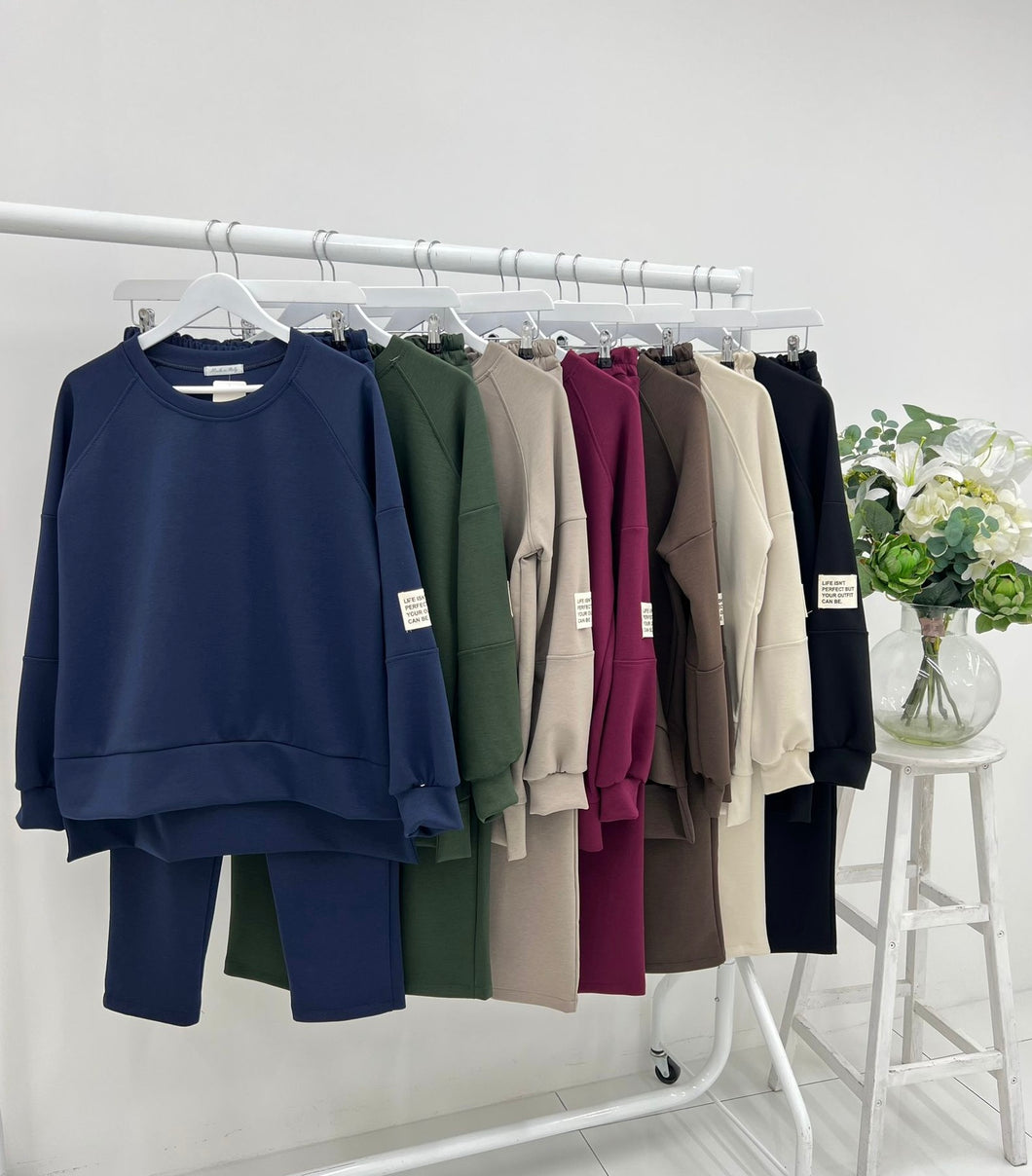 Plain round neck tracksuit