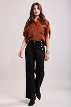 Load image into Gallery viewer, Toxik3 button wide leg jeans (black)
