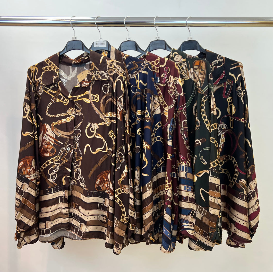 Silk blend printed shirt