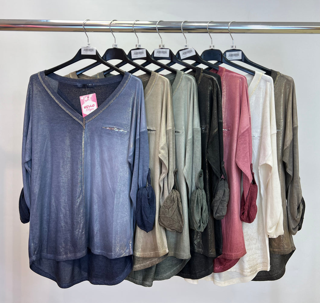 Stonewashed lurex top