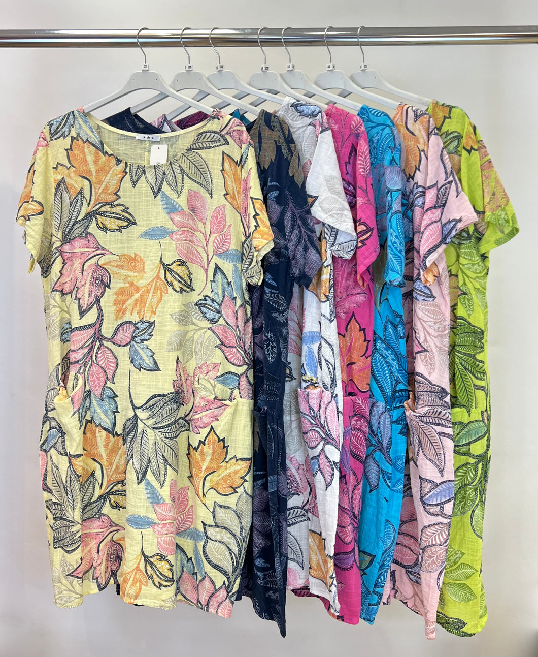 Leaf print cotton dress